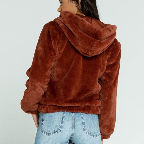 Full Tilt Faux Fur Hooded Bomber Jacket - Picture 11 of 12